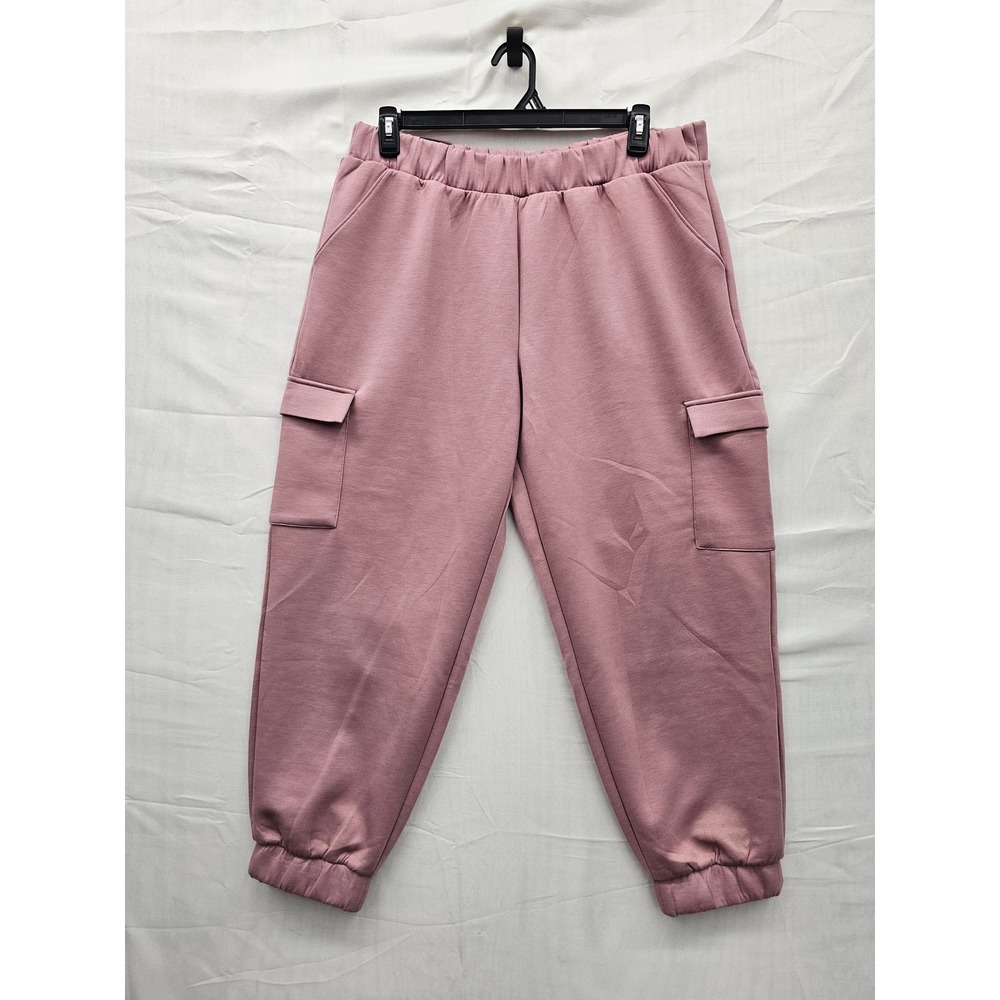 Express Womens Cargo Jogger Athletic Workout Pants Pink Poly Blend Size XL‎